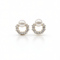 Pearl Baguette Half Hoop Earrings