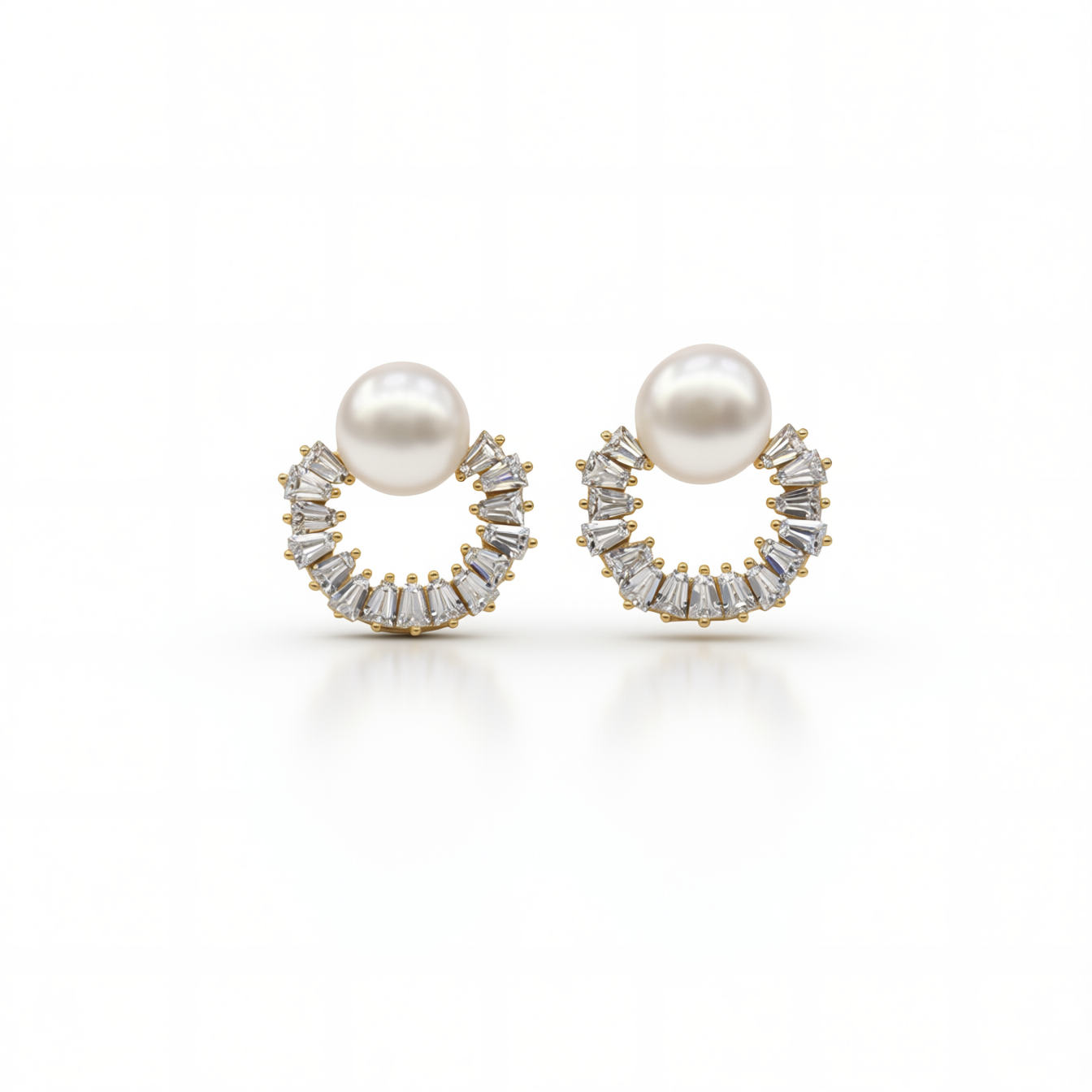 Pearl Baguette Half Hoop Earrings