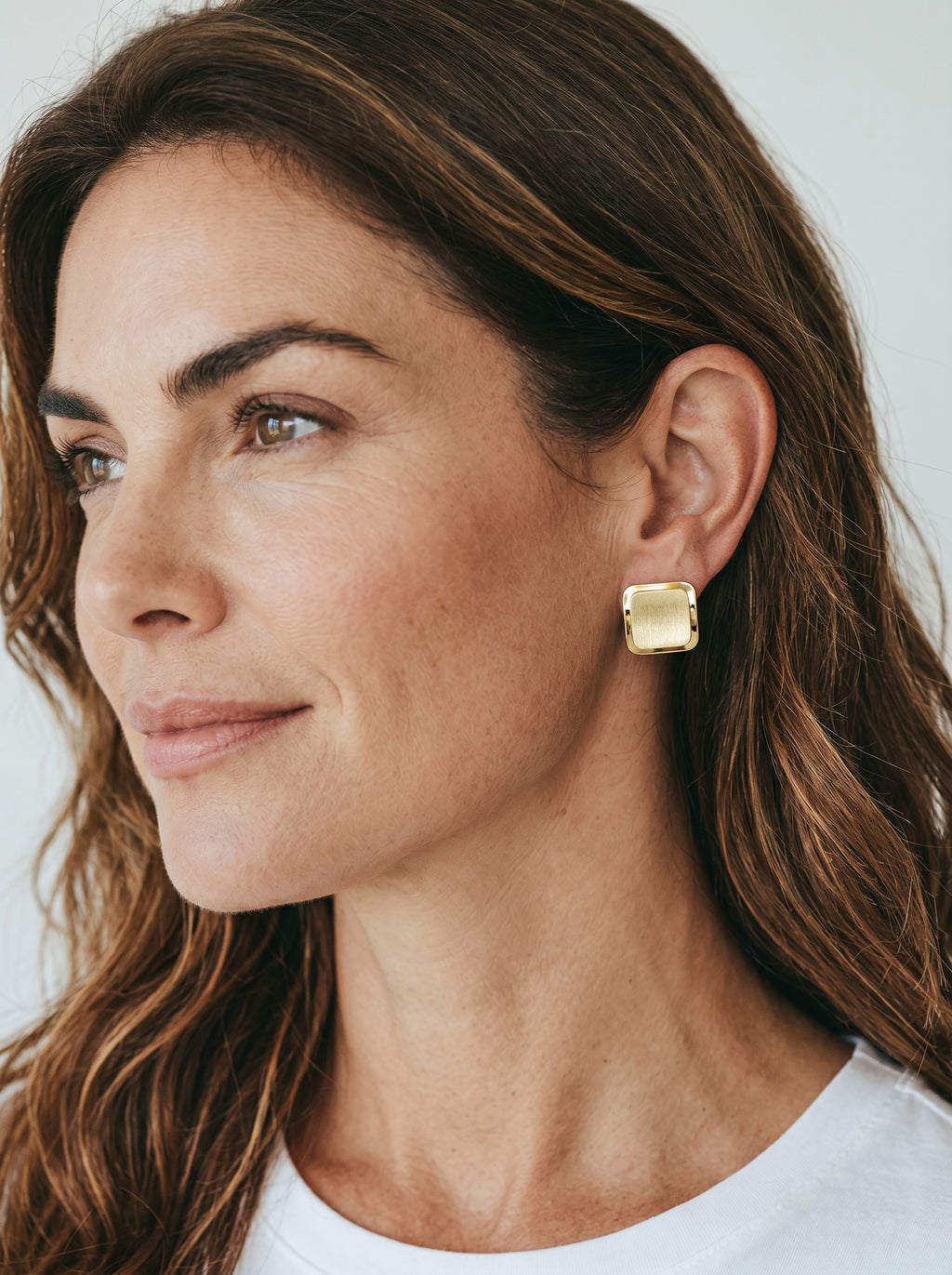 Brushed Square Stud Earrings
