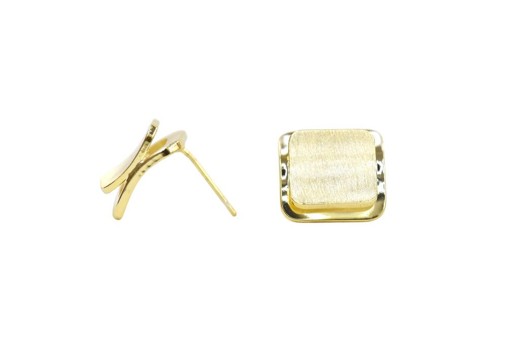 Brushed Square Stud Earrings